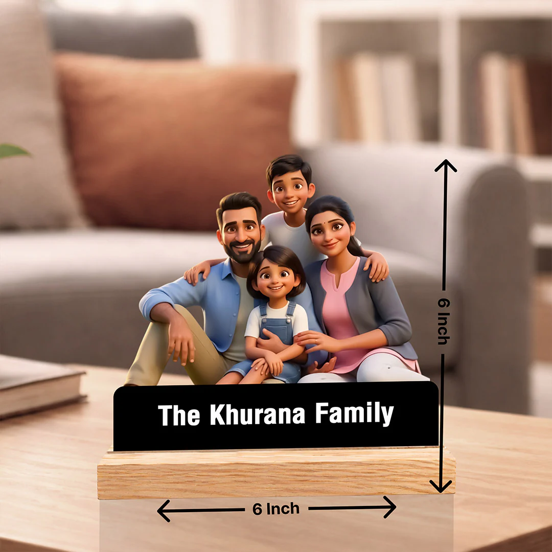 Personalized Cartoon Family Acrylic Standee | Pixart Family (6x6") - Image 2