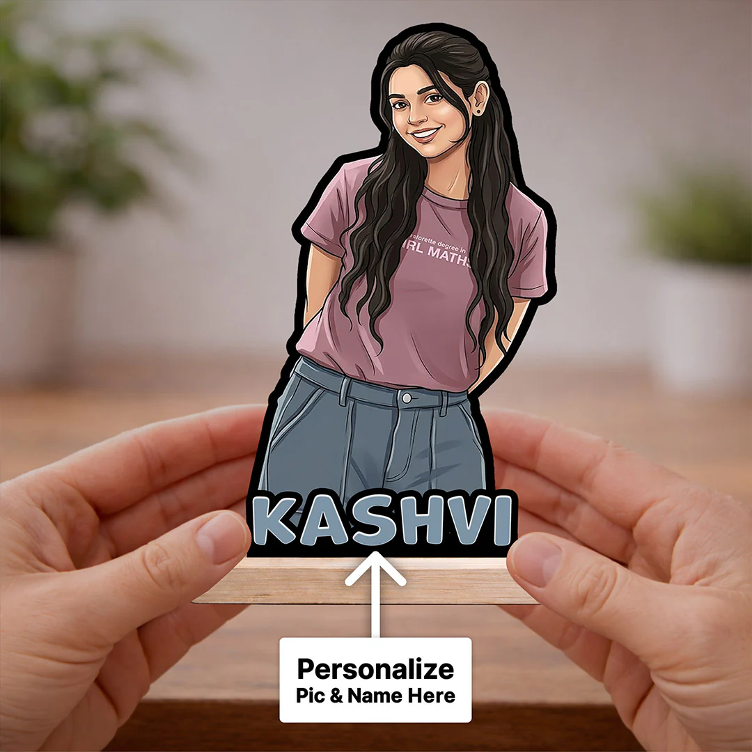 Personalized Cartoon Girl Photo Table Stand Gift for Girlfriend, Sister & Best Friend - Image 4