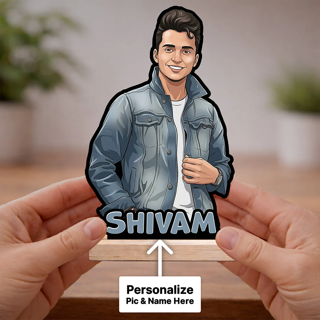 Personalized Cartoon Photo Wooden Table Stand for Boyfriend, Husband & Friends - Image 3
