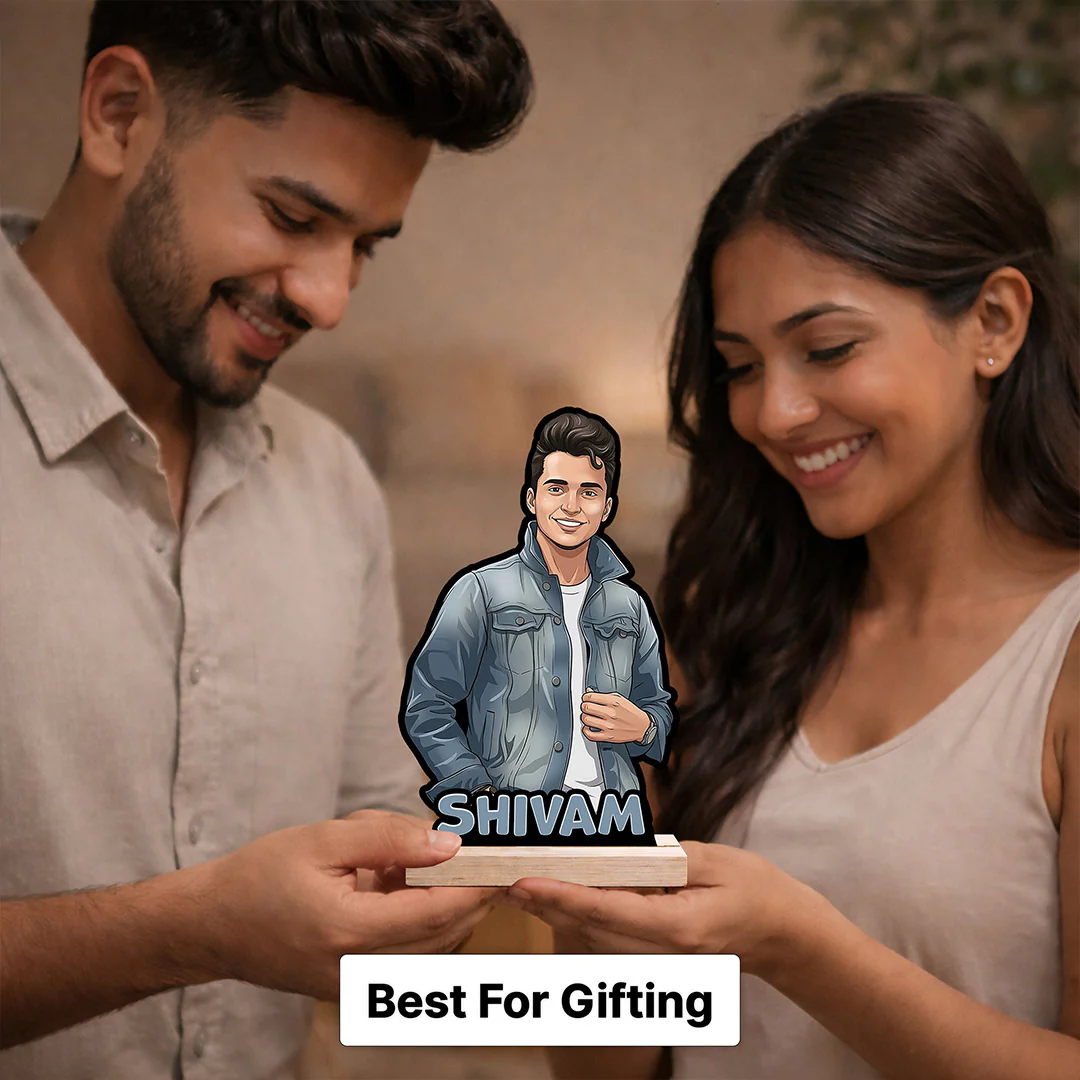 Personalized Cartoon Photo Wooden Table Stand for Boyfriend, Husband & Friends - Image 4