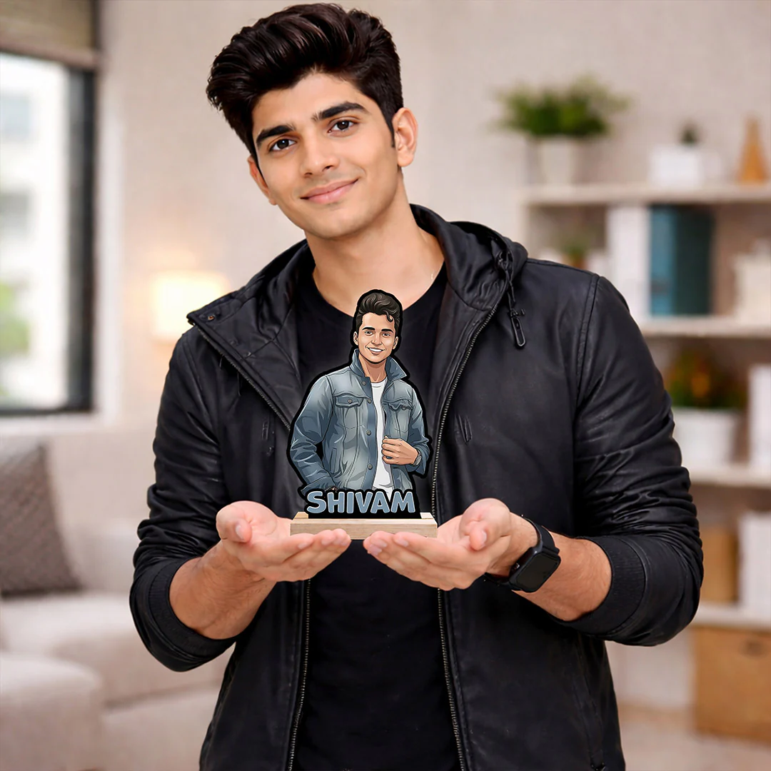 Personalized Cartoon Photo Wooden Table Stand for Boyfriend, Husband & Friends - Image 5