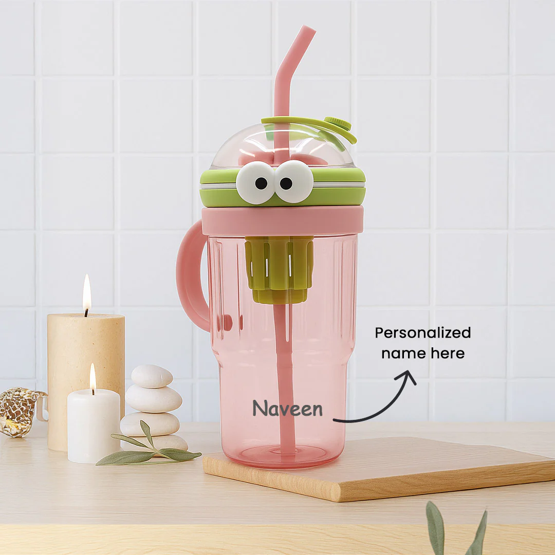 Personalized Cartoon Sipper Bottle with Straw - Image 2