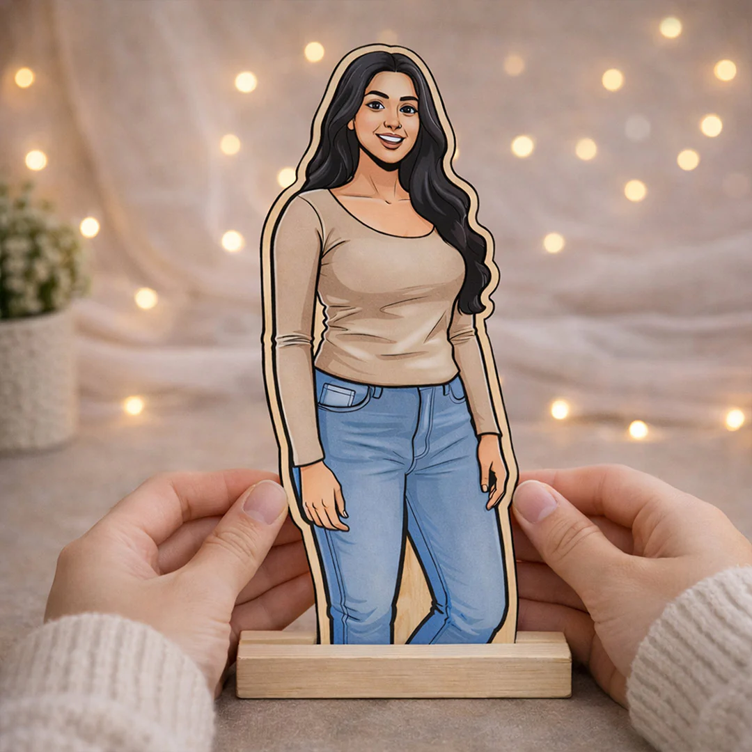 Personalized Cartoon Wooden Photo Stand-(7x4") - Image 5