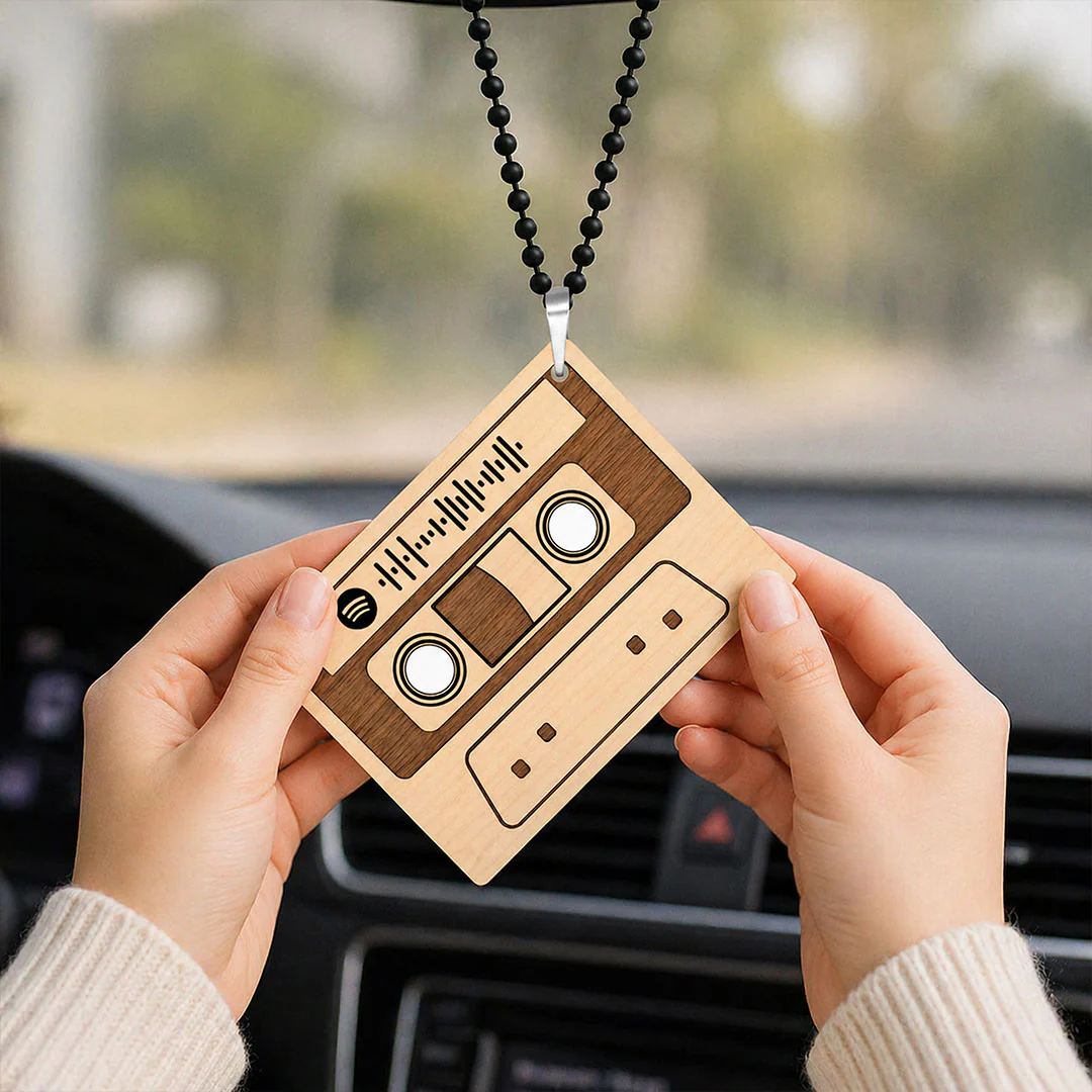 Personalized Cassette Wooden Spotify Car Hanger | Car Mirror Hanging Gift for Couples, Boyfriend & Girlfriend - 3x2" - Image 5