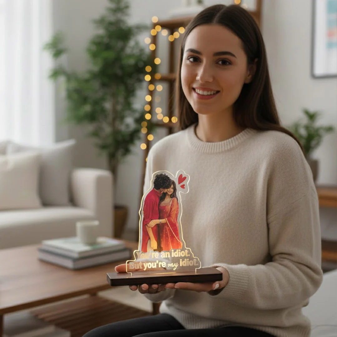 Personalized Couple Acrylic LED Lamp-5×7" - Image 5