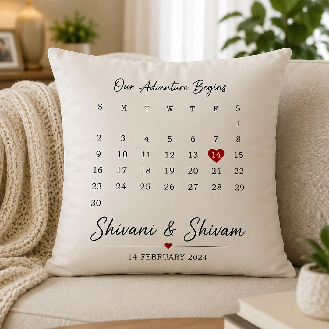 Personalized Couple Anniversary Date Cushion Cover | Custom Names & Special Date Pillow Gift for Couples - 10x10" - Image 3