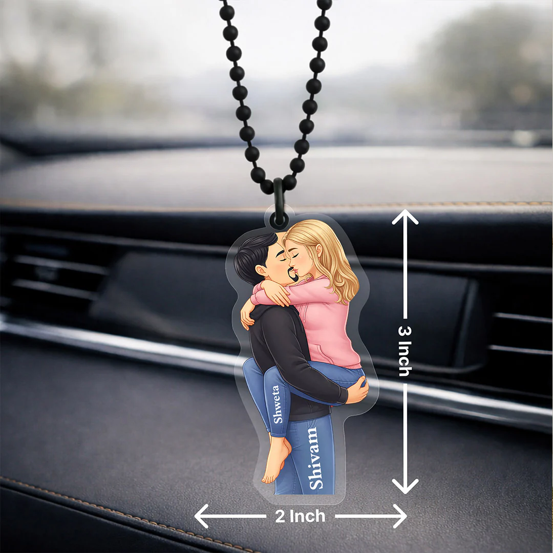 Personalized Couple Car Hanger-Acrylic Romantic Car Charm (3x2") - Image 2