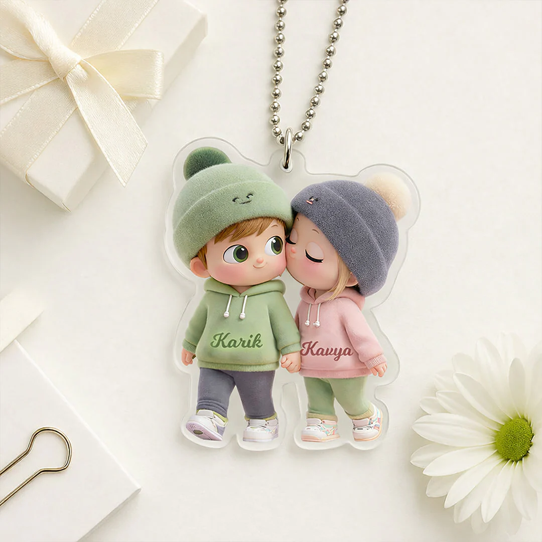 Personalized Couple Car Hanger – Cute Couple Rearview Mirror Décor (2x2.5 Inch)