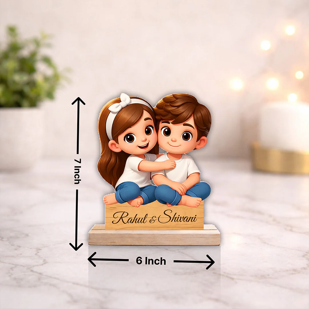 Personalized Couple Cartoon Cutout Table Stand-6x7" - Image 2