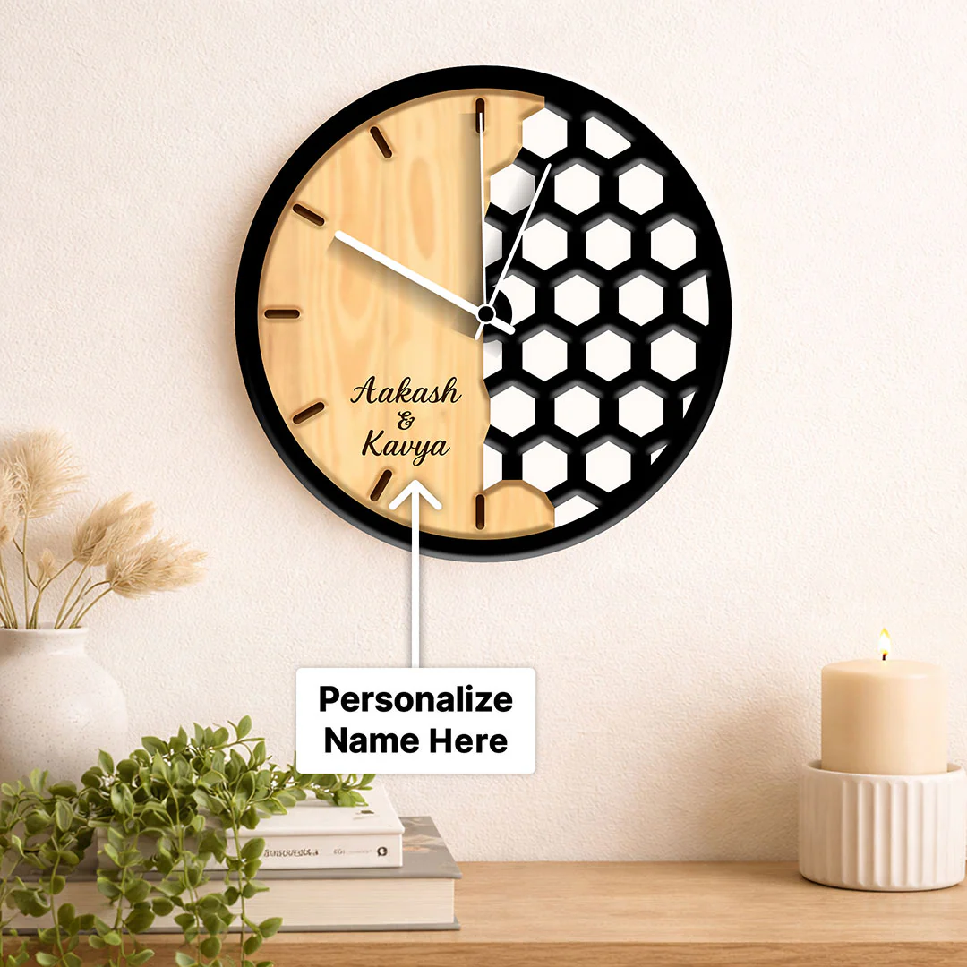 Personalized Couple Designer Wall Clock-11x11" - Image 3
