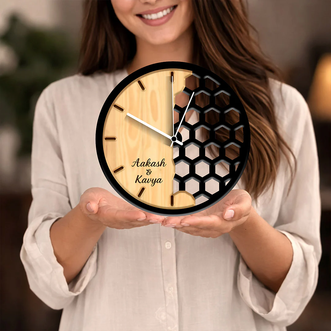 Personalized Couple Designer Wall Clock-11x11" - Image 4