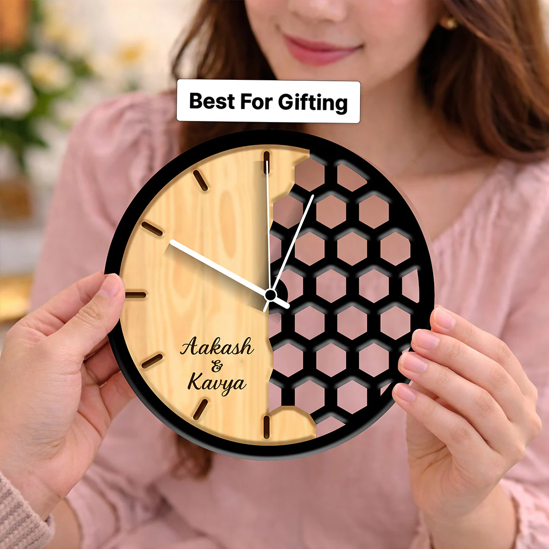 Personalized Couple Designer Wall Clock-11x11" - Image 5
