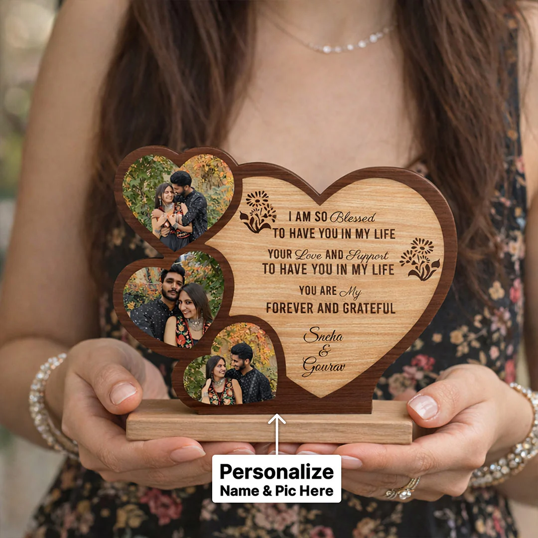 Personalized Couple Heart Photo Frame-7×6" - Image 2