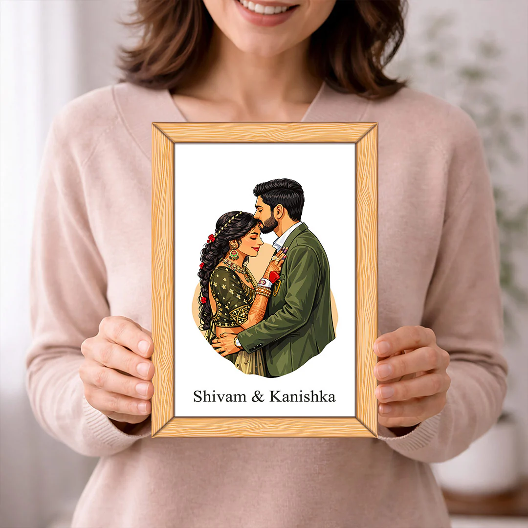 Personalized Couple Illustration Wall Frame(12×8")