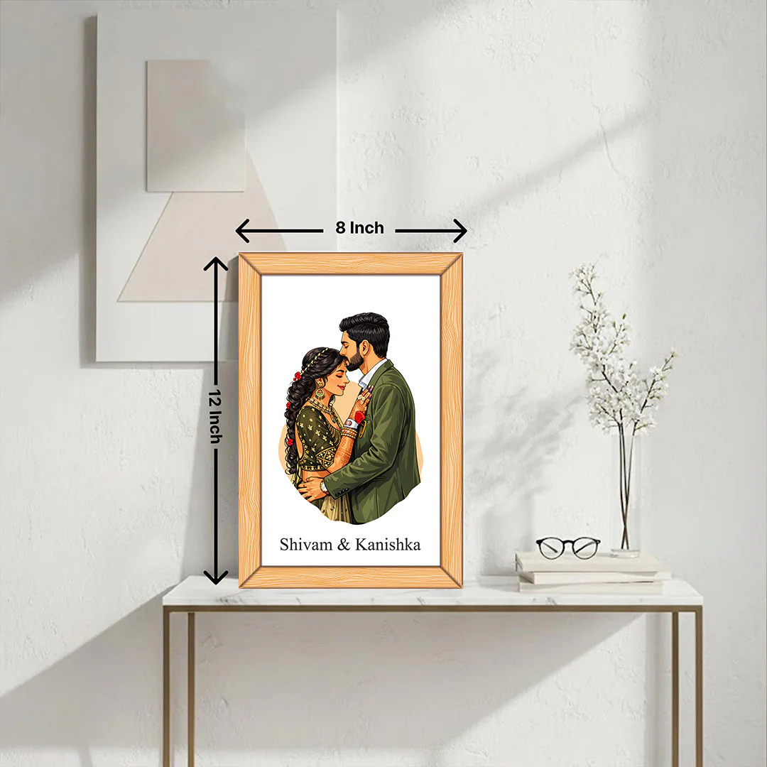 Personalized Couple Illustration Wall Frame(12×8") - Image 2