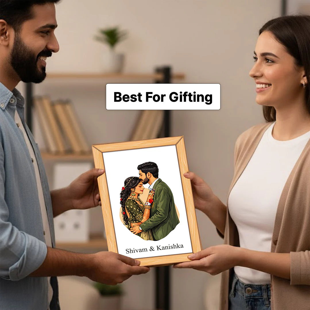 Personalized Couple Illustration Wall Frame(12×8") - Image 3