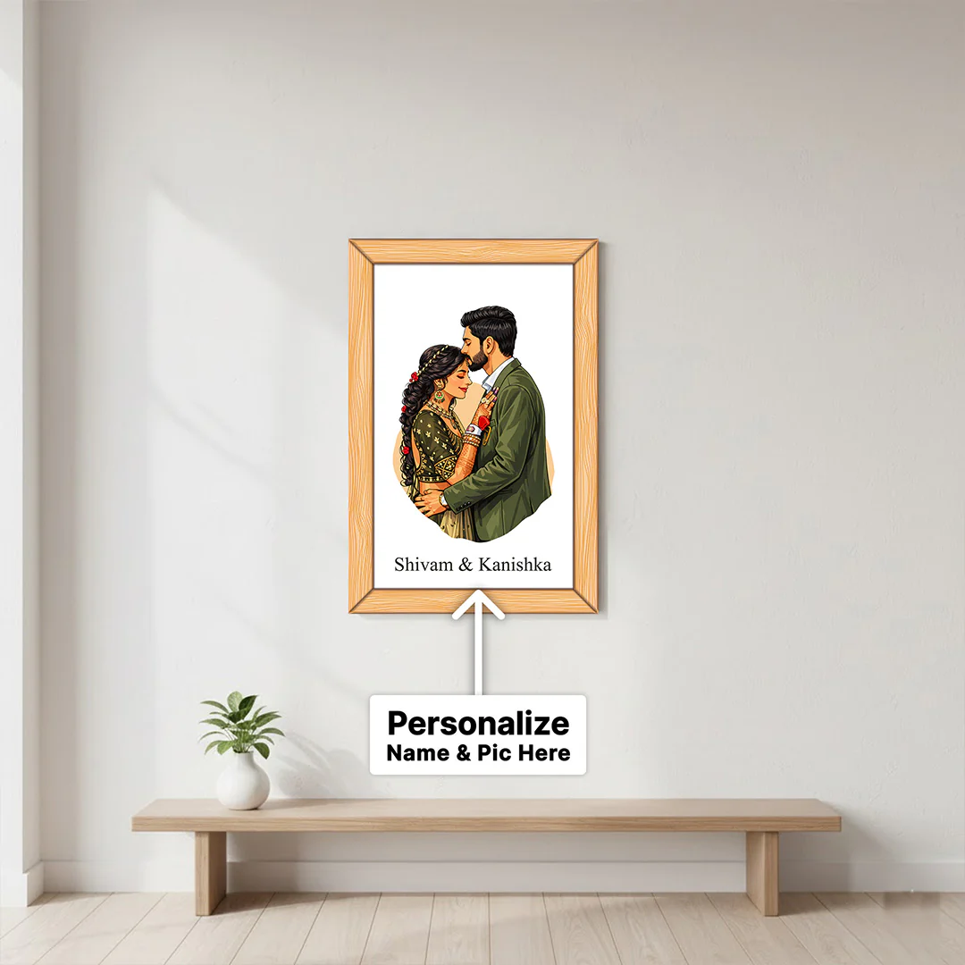 Personalized Couple Illustration Wall Frame(12×8") - Image 4