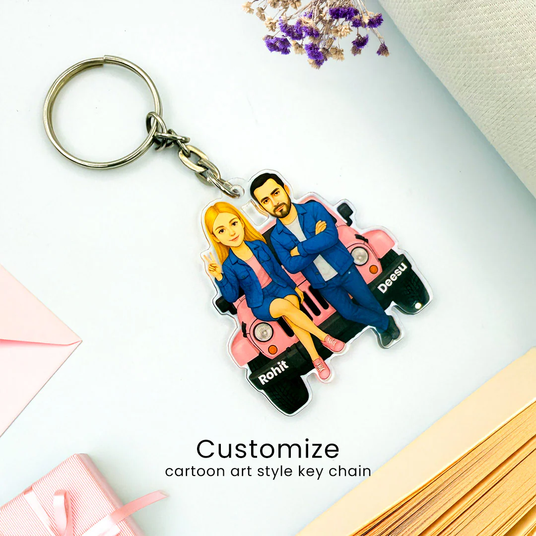 Personalized Couple Keychain with Car Base - Image 5