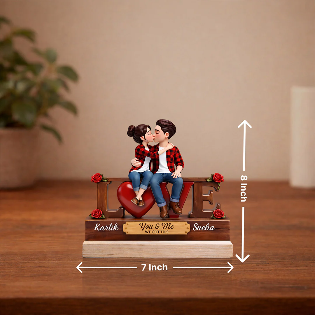 Personalized Couple Love Wooden Table Stand (7x8") - Image 2