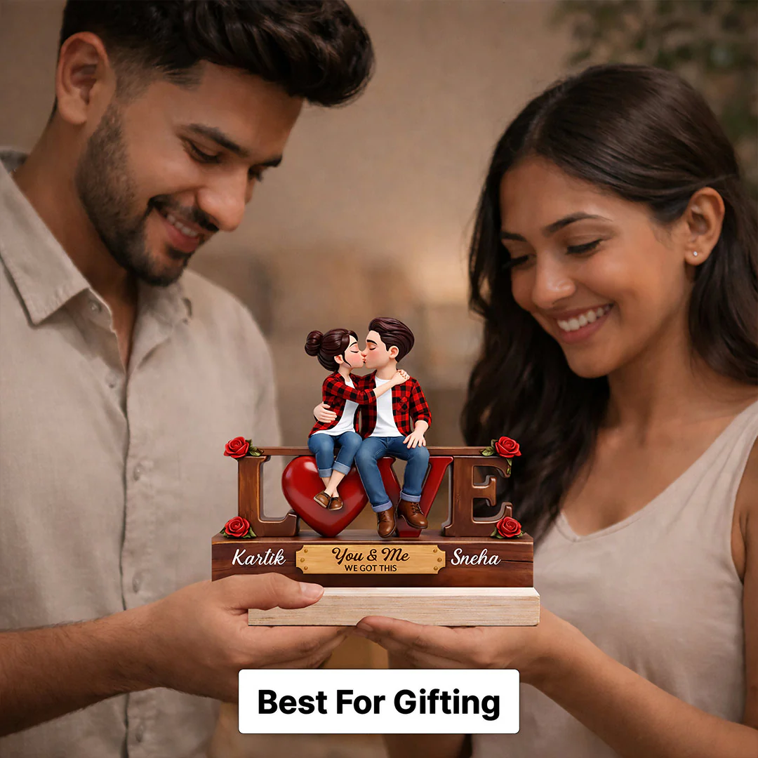 Personalized Couple Love Wooden Table Stand (7x8") - Image 5