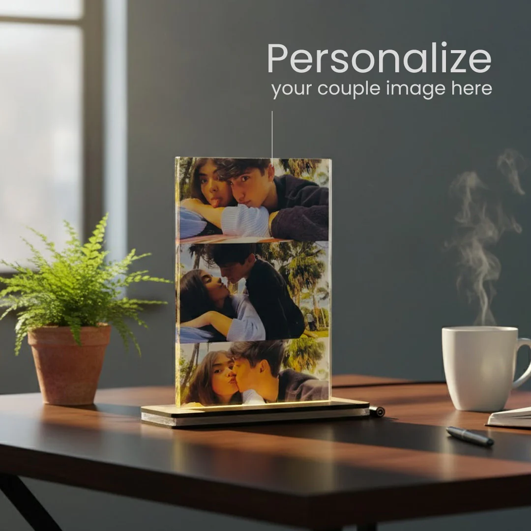 Personalized Couple Memory Acrylic Lamp – 6×9" - Image 2