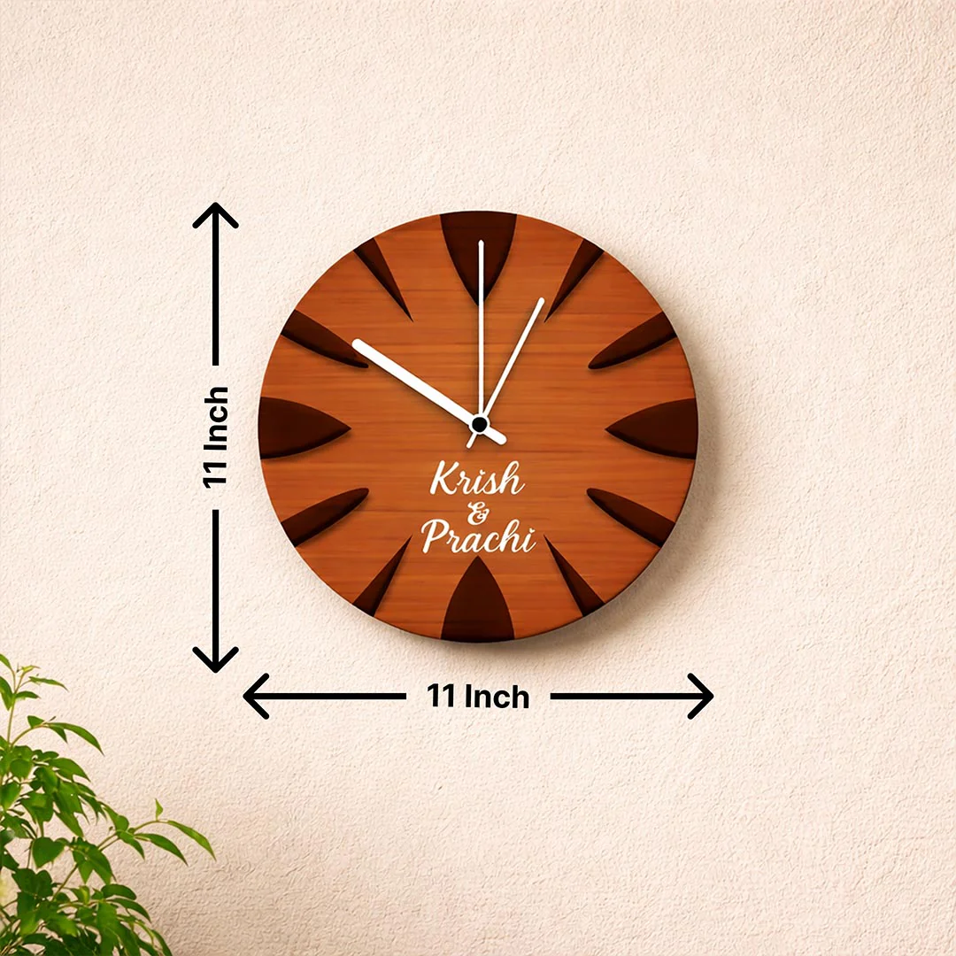 Personalized Couple Name Wooden Wall Clock-11x11" - Image 2