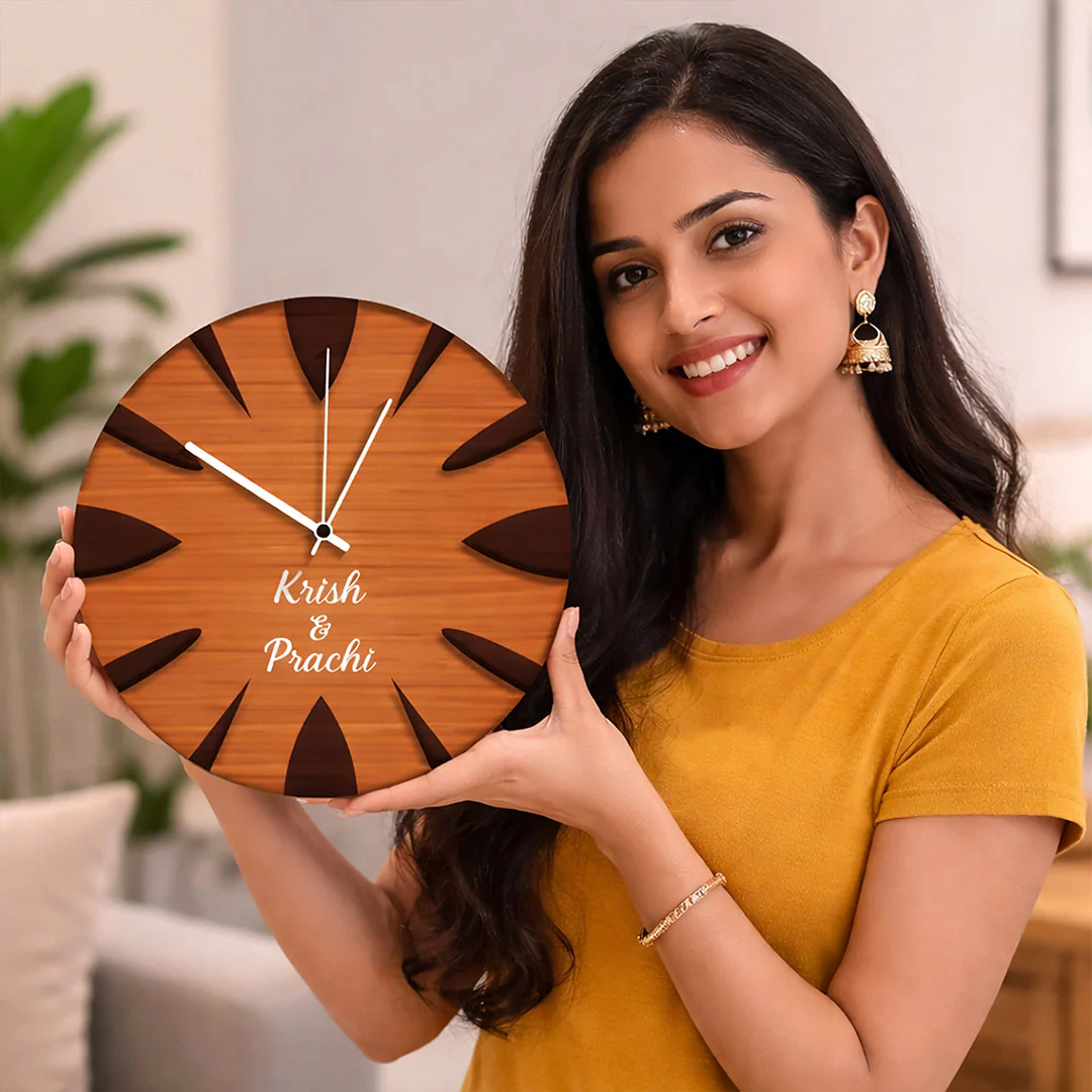 Personalized Couple Name Wooden Wall Clock-11x11" - Image 3