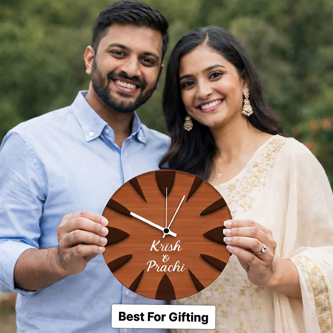 Personalized Couple Name Wooden Wall Clock-11x11" - Image 4