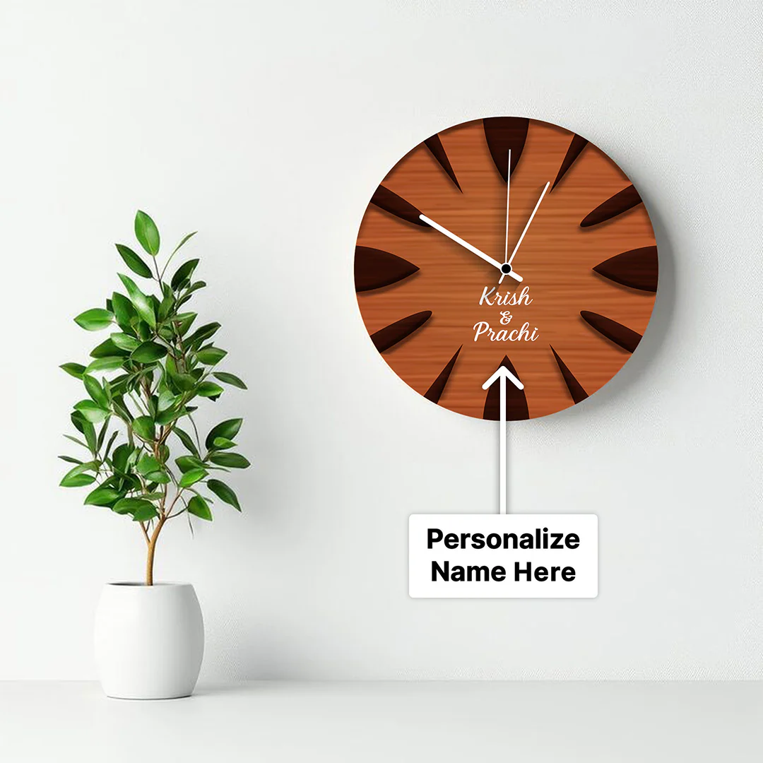 Personalized Couple Name Wooden Wall Clock-11x11" - Image 5