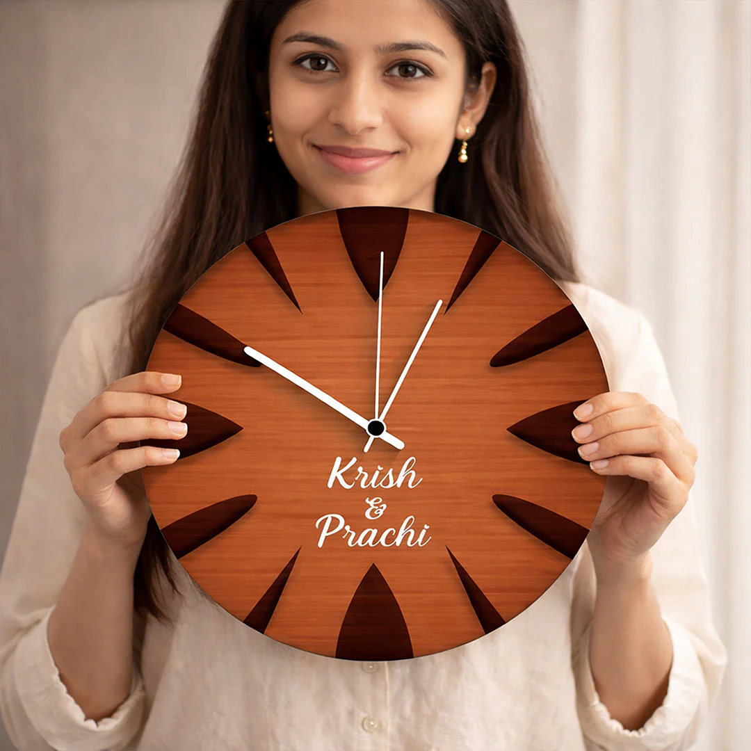 Personalized Couple Name Wooden Wall Clock-11x11" - Image 6