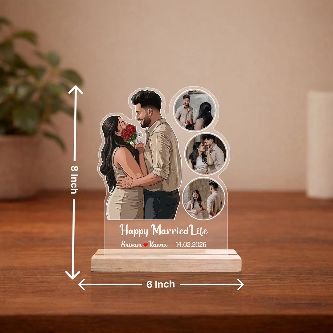 Personalized Couple Photo Acrylic Table Stand -6x8" - Image 3