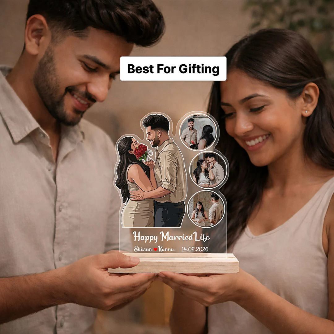 Personalized Couple Photo Acrylic Table Stand -6x8" - Image 5