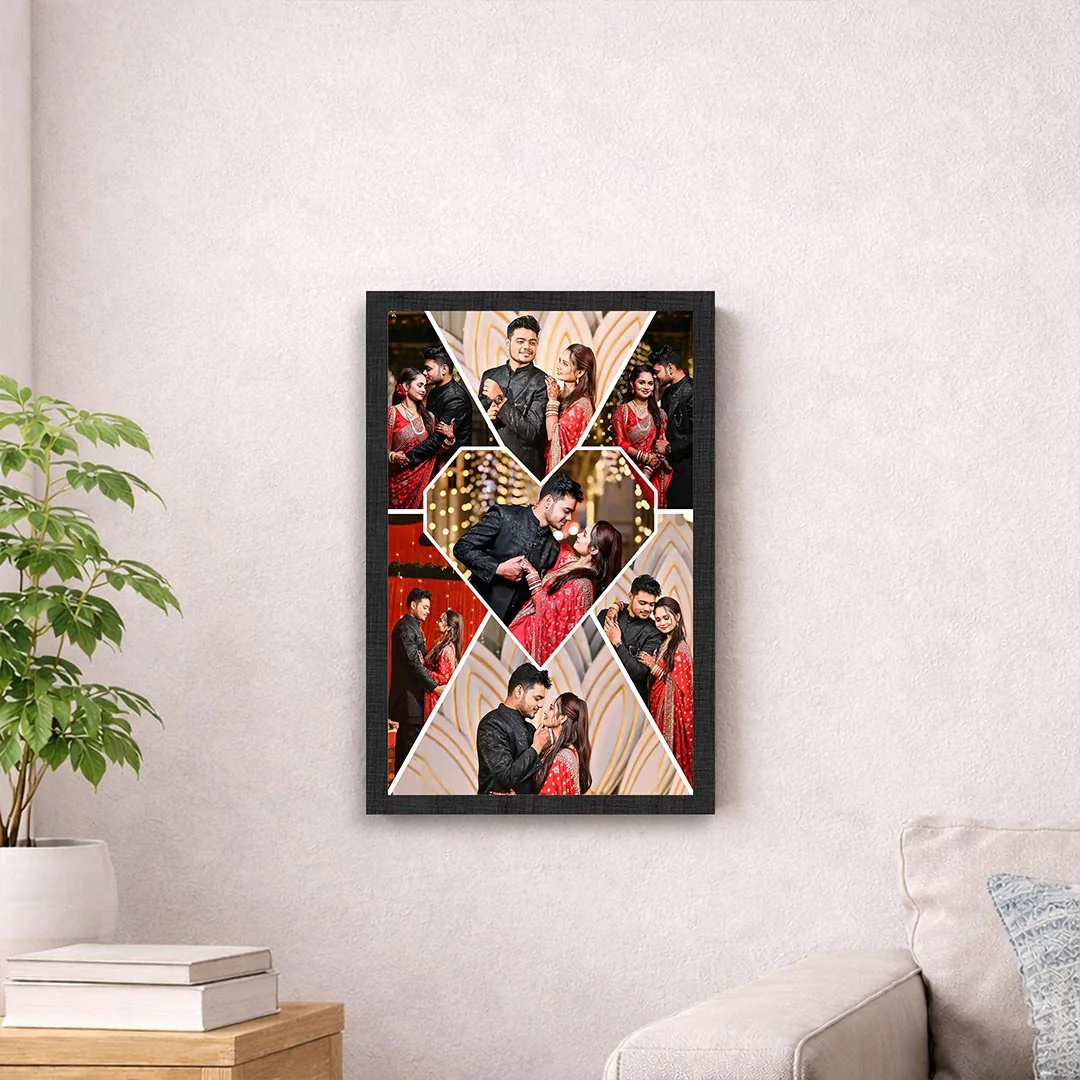 Personalized Couple Photo Collage Wall Frame | Custom Romantic Memory Picture Frame Gift