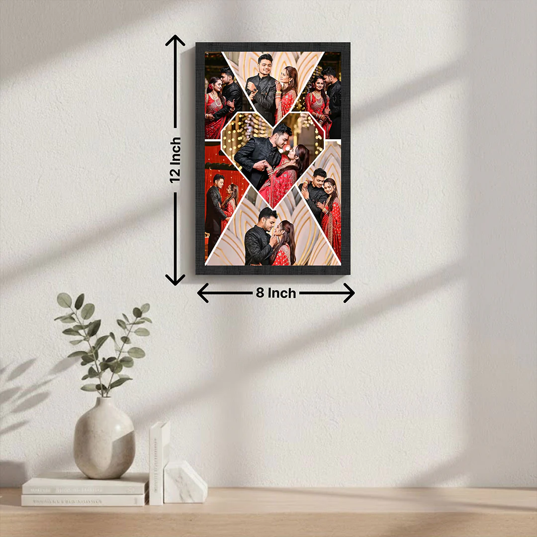Personalized Couple Photo Collage Wall Frame | Custom Romantic Memory Picture Frame Gift - Image 2