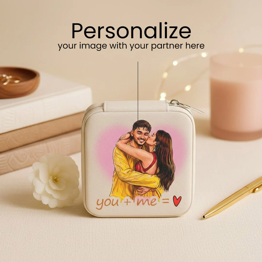 Personalized Couple Photo Jewellery Travel Case-4×4" - Image 2