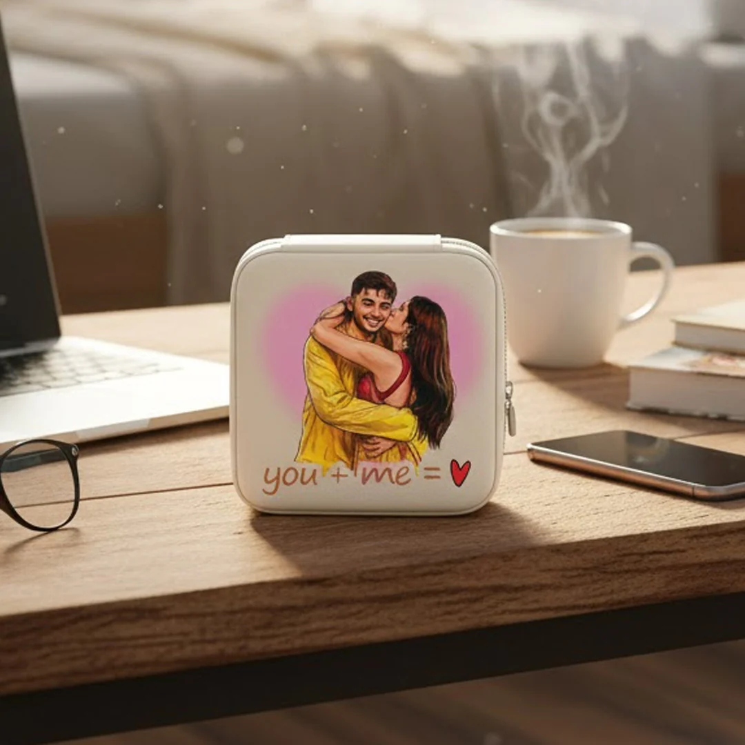 Personalized Couple Photo Jewellery Travel Case-4×4" - Image 8