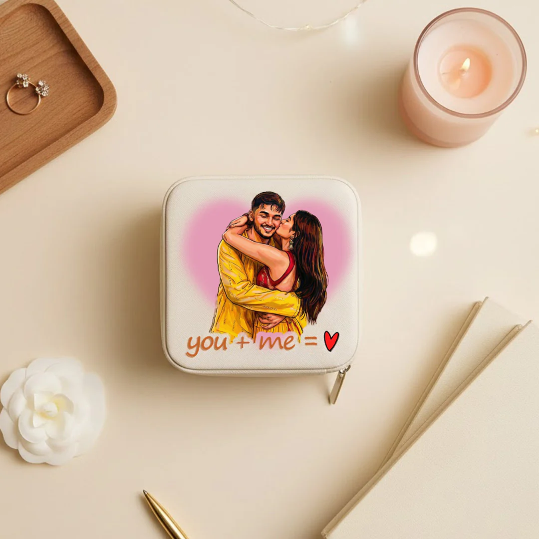 Personalized Couple Photo Jewellery Travel Case-4×4" - Image 9