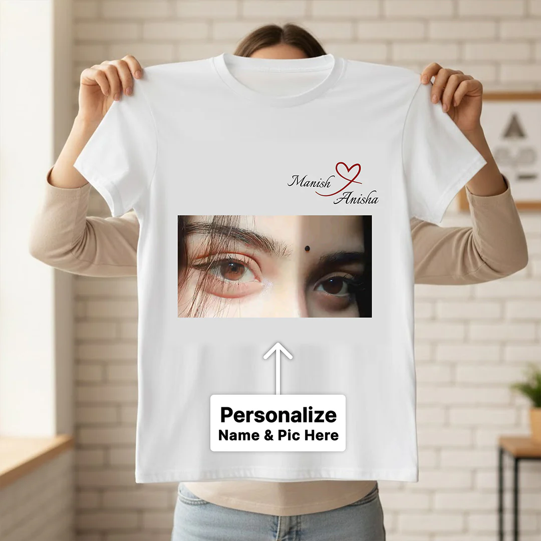 Personalized Couple Photo Name T-Shirt - Image 2