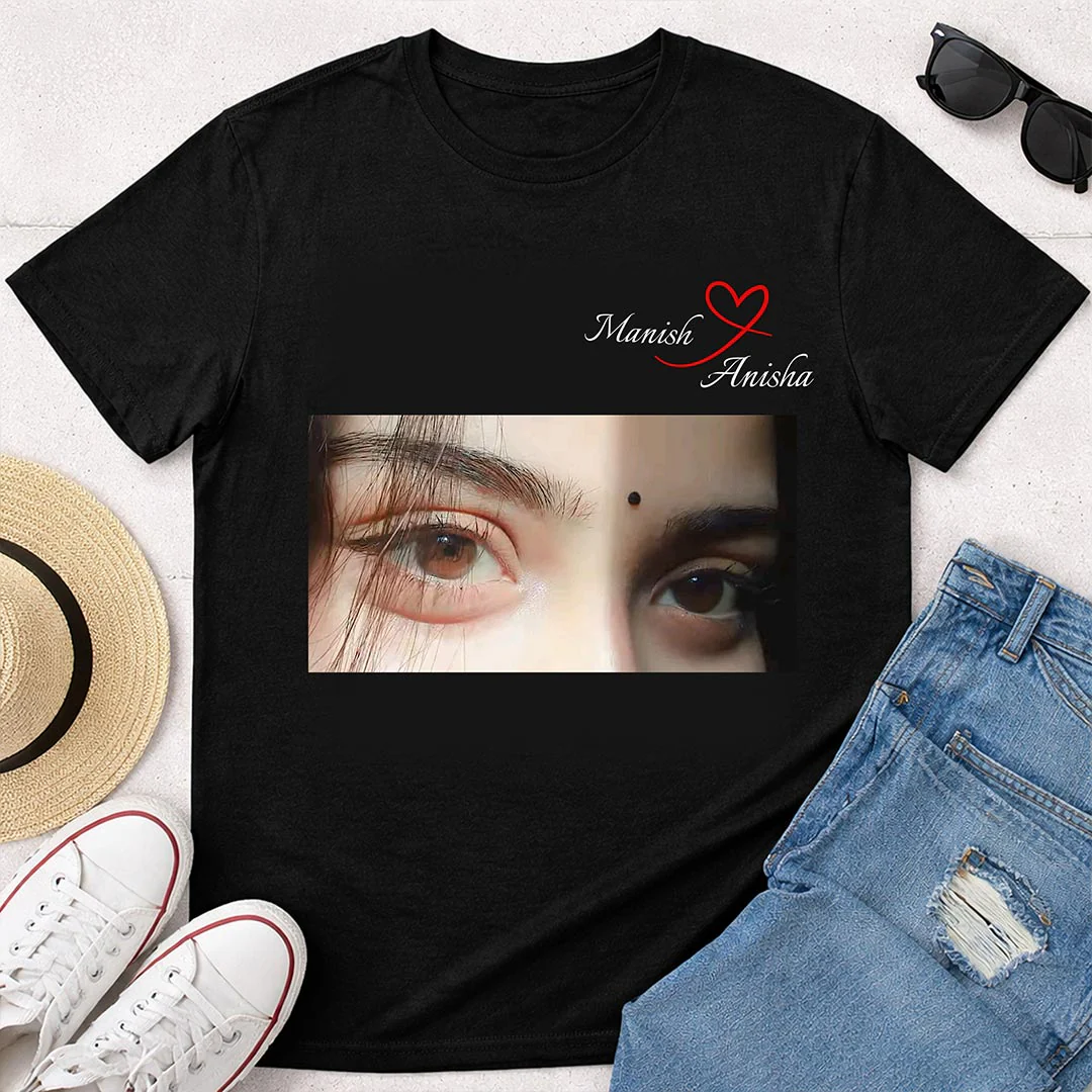 Personalized Couple Photo Name T-Shirt - Image 3