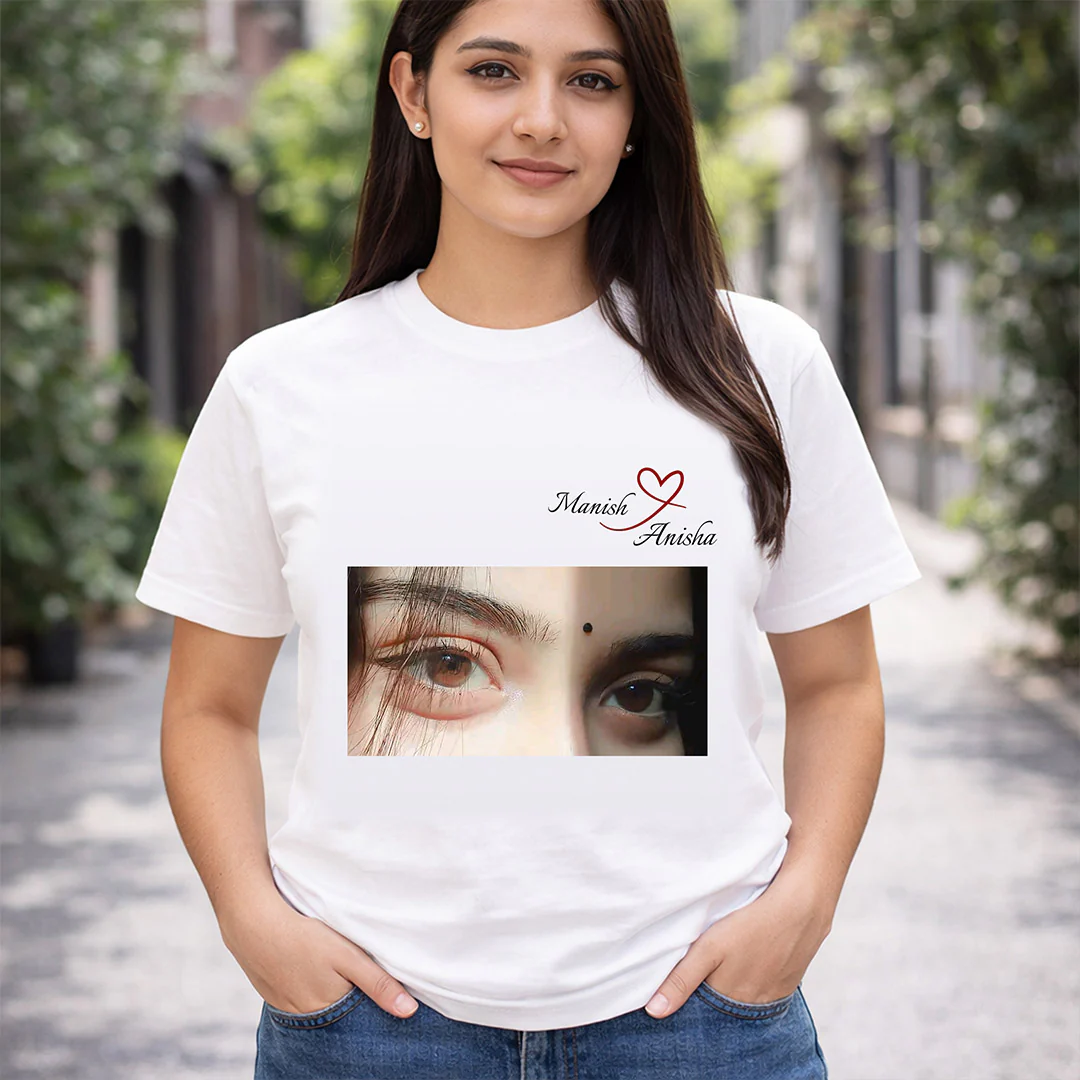 Personalized Couple Photo Name T-Shirt - Image 4