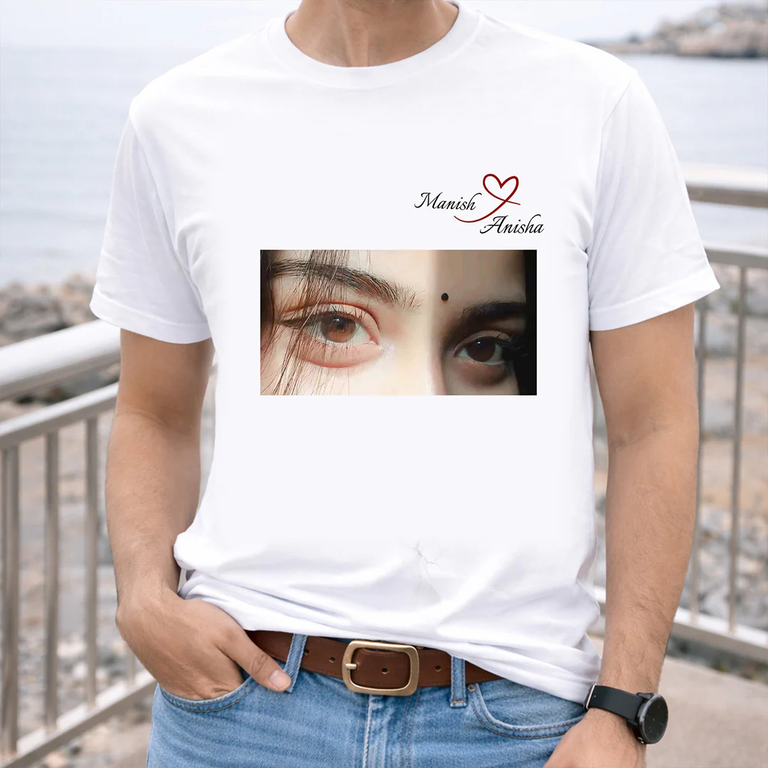 Personalized Couple Photo Name T-Shirt - Image 7