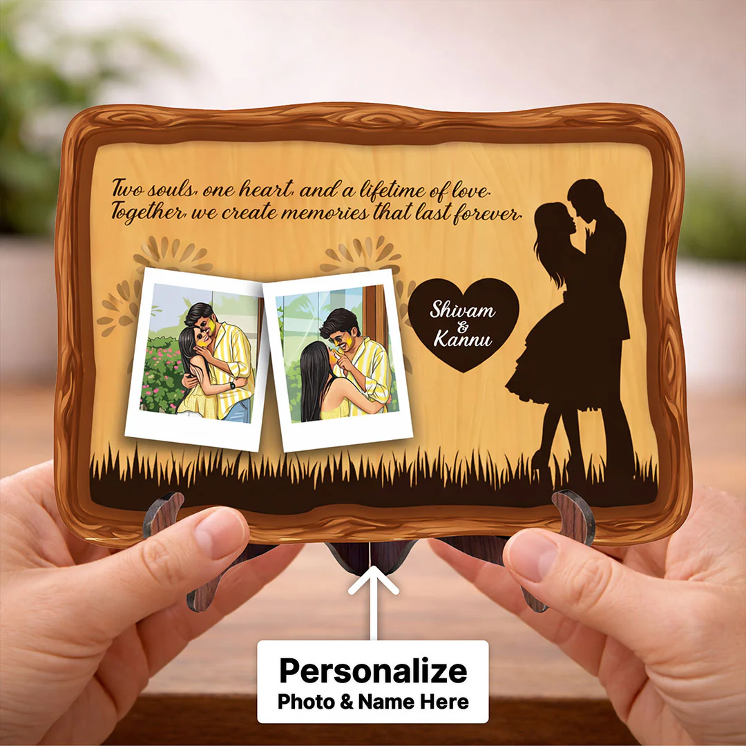 Personalized Couple Photo Wooden Plaque(10x7") - Image 2