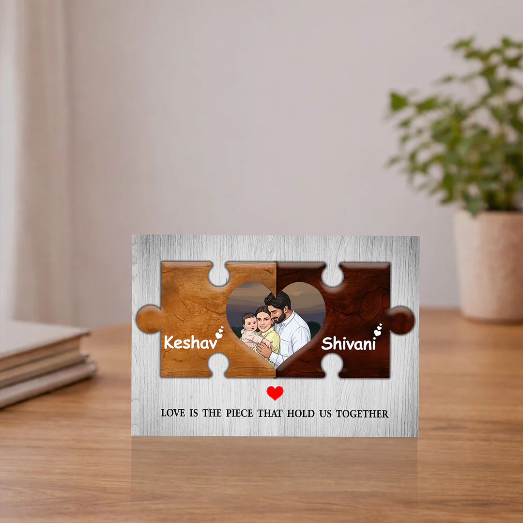 Personalized Couple Puzzle Photo Frame -8x12"
