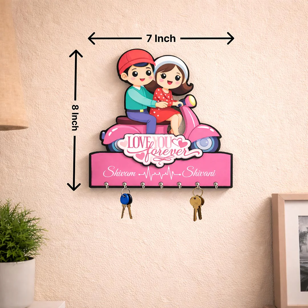 Personalized Couple Scooter Key Holder -7x8" - Image 2