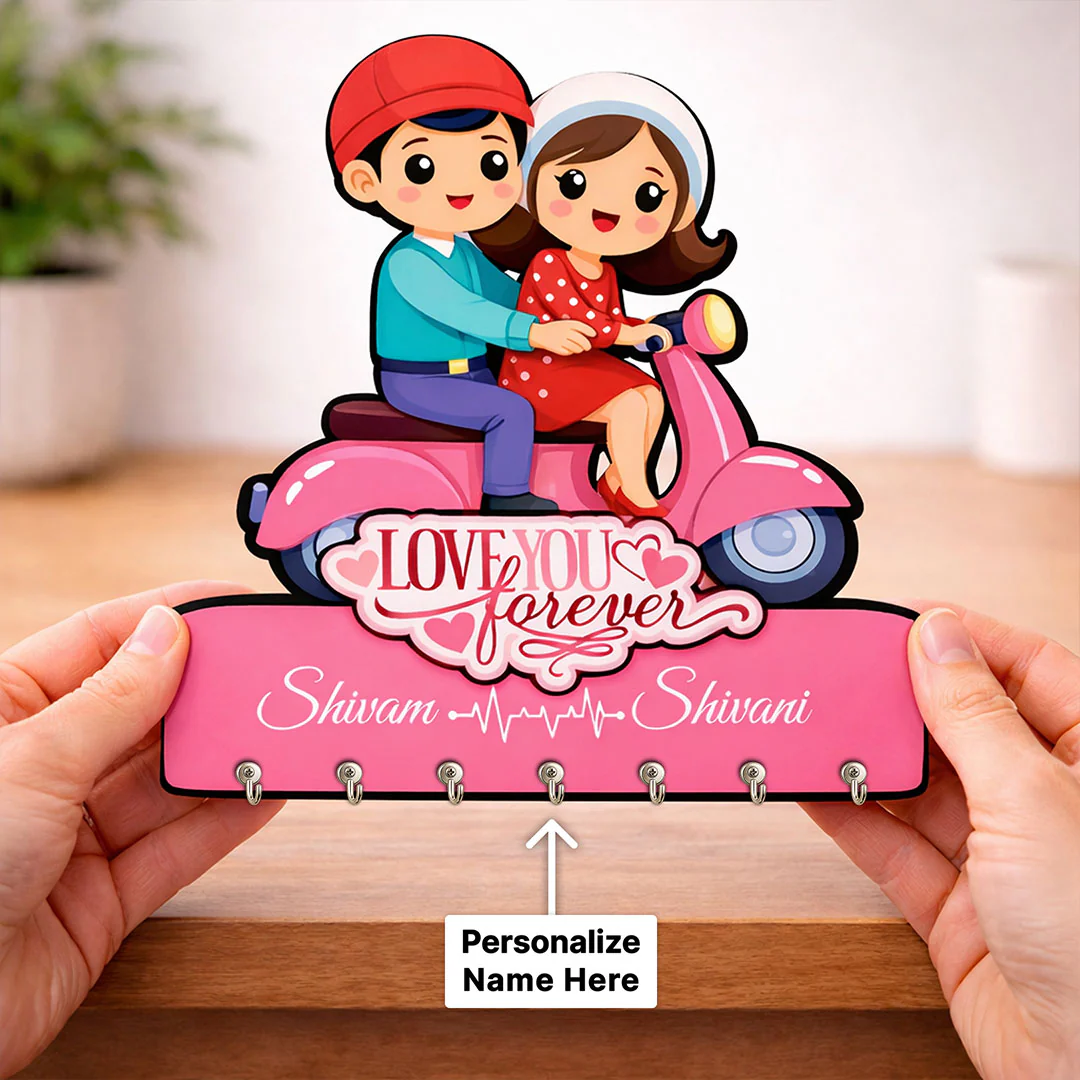 Personalized Couple Scooter Key Holder -7x8" - Image 3