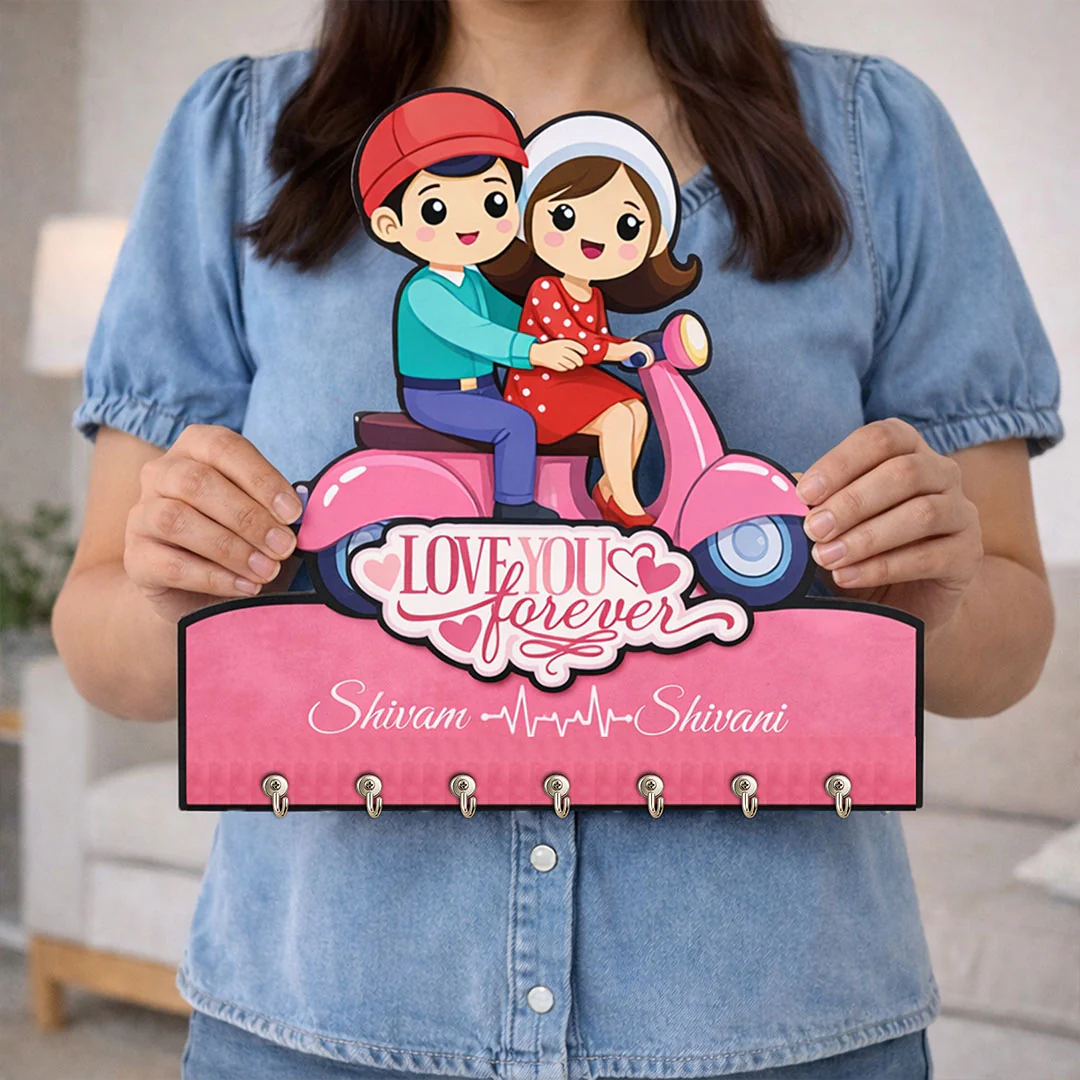 Personalized Couple Scooter Key Holder -7x8" - Image 4