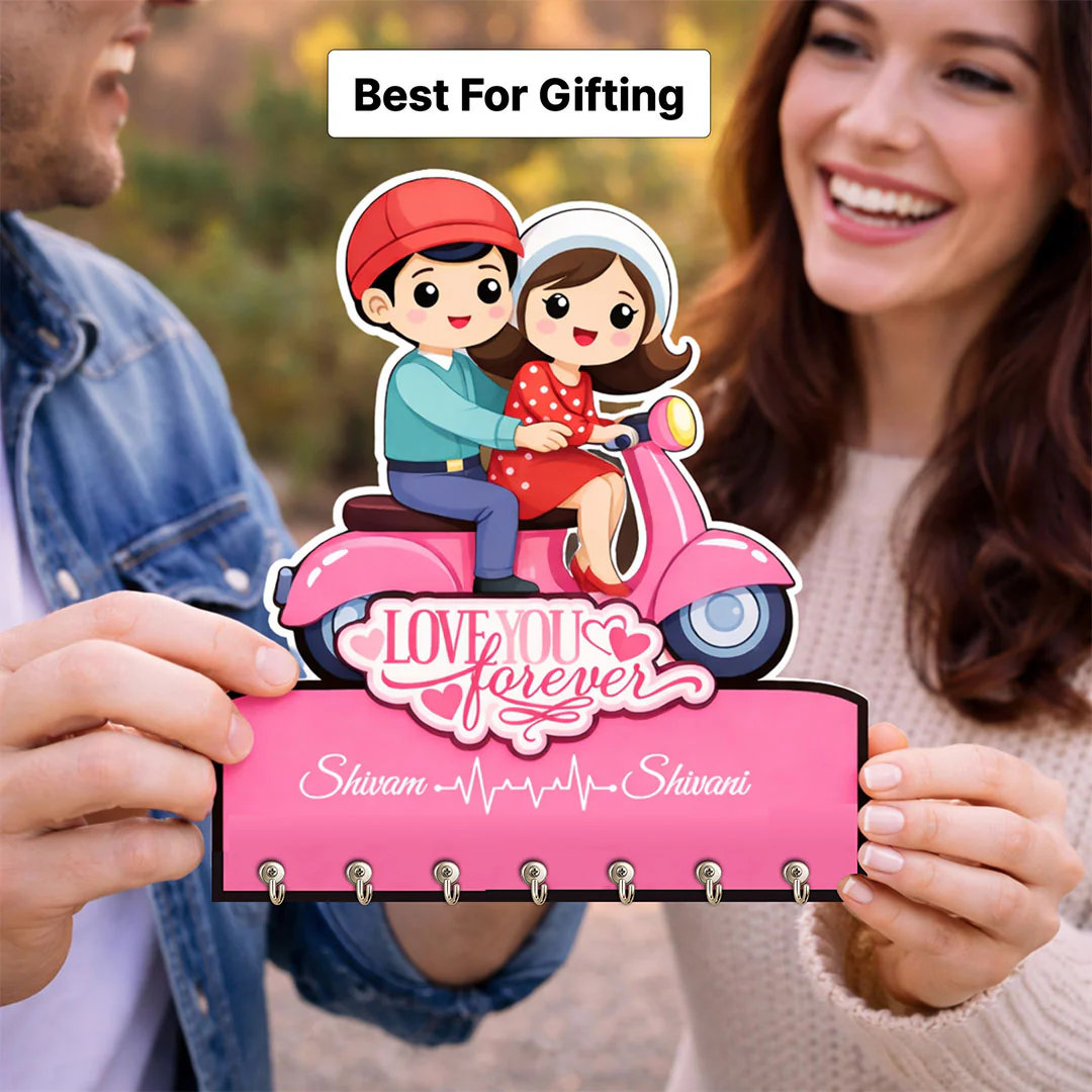 Personalized Couple Scooter Key Holder -7x8" - Image 5