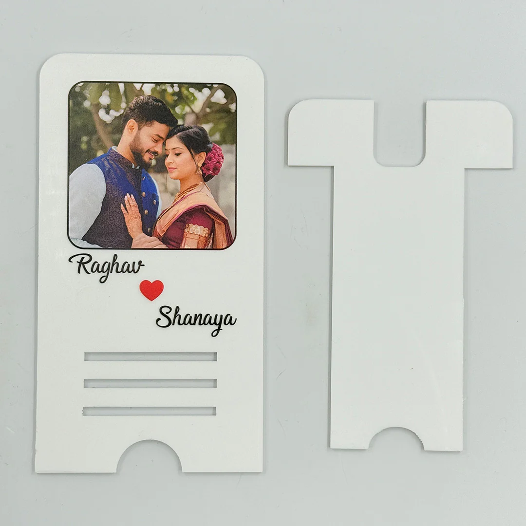 Personalized Couple White Acrylic Mobile Stand - Image 4