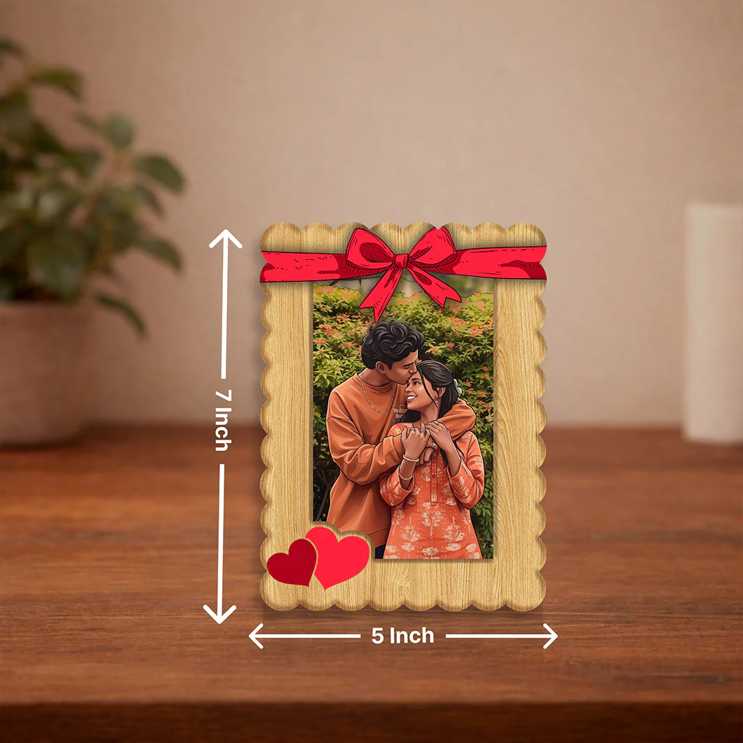 Personalized Couple Wooden Photo Frame- 5x7" - Image 2
