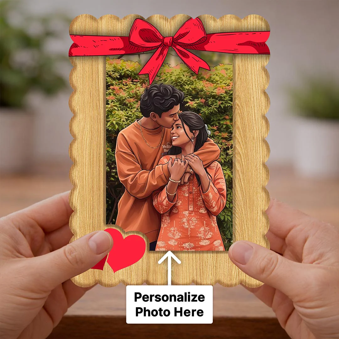 Personalized Couple Wooden Photo Frame- 5x7" - Image 3